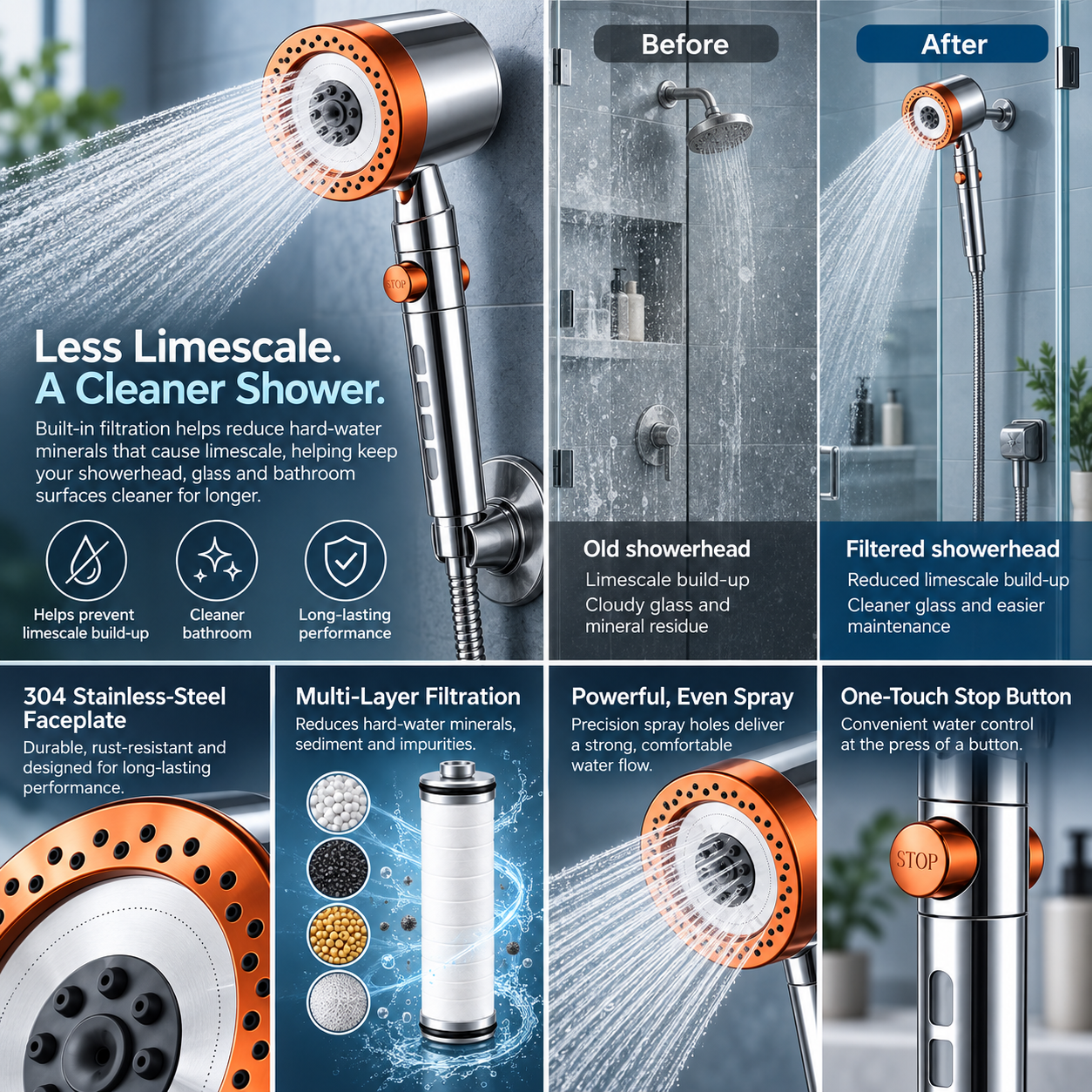 PureFlow Anti-Limescale Filtered Shower Head