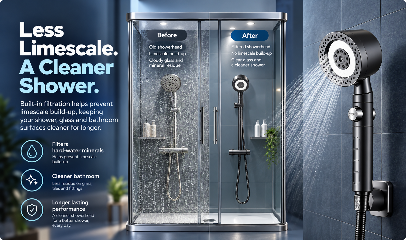 PureFlow Anti-Limescale Filtered Shower Head